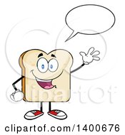 Poster, Art Print Of White Sliced Bread Character Mascot Talking And Waving