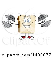 Poster, Art Print Of White Sliced Bread Character Mascot Working Out With Dumbbells