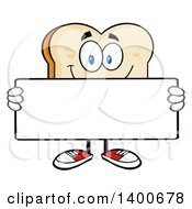 Poster, Art Print Of White Sliced Bread Character Mascot Holding A Blank Sign