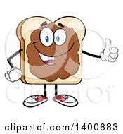 White Sliced Bread Character Mascot With Peanut Butter Giving A Thumb Up