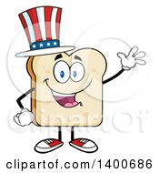 Poster, Art Print Of White Sliced Bread Character Mascot Wearing An American Top Hat