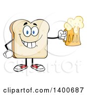 Poster, Art Print Of White Sliced Bread Character Mascot Holding A Beer