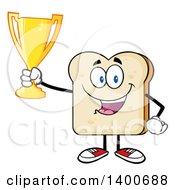 Poster, Art Print Of White Sliced Bread Character Mascot Holding A Trophy