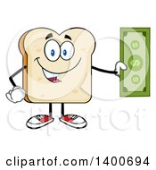 Poster, Art Print Of White Sliced Bread Character Mascot Holding Cash Money