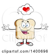 Poster, Art Print Of Loving White Sliced Bread Character Mascot With Open Arms