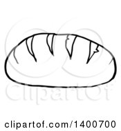Clipart Of A Black And White Lineart Loaf Of Bread Royalty Free Vector Illustration
