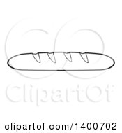Clipart Of A Black And White Lineart Loaf Of French Bread Royalty Free Vector Illustration by Hit Toon