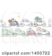 Poster, Art Print Of Traffic Jam Of People Going Off On Summer Vacation