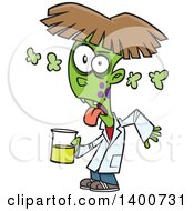 Poster, Art Print Of Cartoon Boy Turning Into A Monster After Driking A Chemical From The Science Lab