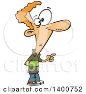 Clipart Of A Cartoon Young Red Haired White Man Holding Up A Finger Royalty Free Vector Illustration
