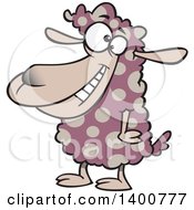 Clipart Of A Cartoon Sheep With Spotted Wool Royalty Free Vector Illustration by toonaday