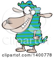 Clipart Of A Cartoon Sheep With Striped Wool Royalty Free Vector Illustration by toonaday