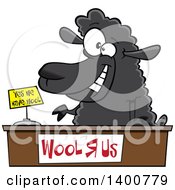 Cartoon Black Sheeppreneur Selling Wool