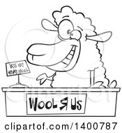 Poster, Art Print Of Cartoon Black And White Sheeppreneur Selling Wool
