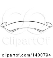 Clipart Of A Black And White Calligraphic Ribbon Banner Design Element Royalty Free Vector Illustration