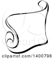 Clipart Of A Black And White Calligraphic Ribbon Banner Design Element Royalty Free Vector Illustration