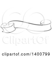 Clipart Of A Grayscale Calligraphic Ribbon Banner Design Element Royalty Free Vector Illustration