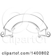 Clipart Of A Grayscale Calligraphic Ribbon Banner Design Element Royalty Free Vector Illustration