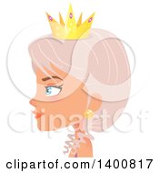 Poster, Art Print Of Blue Eyed Fairy Woman Wearing A Crown In Profile