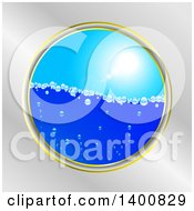 Clipart Of A Frame Of Bubbly Water Under A Sunny Sky Royalty Free Vector Illustration