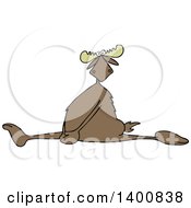 Clipart Of A Cartoon Moose Doing The Splits With A Painful Expression Royalty Free Vector Illustration