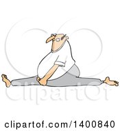 Clipart Of A Cartoon White Man Doing The Splits With A Painful Expression Royalty Free Vector Illustration