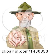 Mad Caucasian Male Army Boot Camp Drill Sergeant Pointing At You