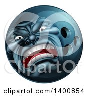 Clipart Of A 3d Furious Bowling Ball Mascot Character Royalty Free Vector Illustration
