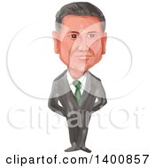 Poster, Art Print Of Watercolor Caricature Of The President Of Mexico Enrique Pena Nieto