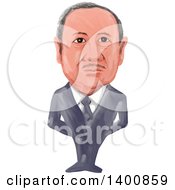 Watercolor Caricature Of The 14th President Of Turkey Recep Tayyip Erdogan