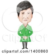 Clipart Of A Watercolor Caricature Of The 11th President Of The Republic Of Korea Park Geun Hye Royalty Free Vector Illustration