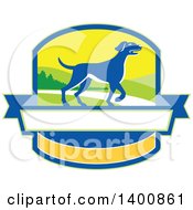 Poster, Art Print Of Retro Blue Pointer Dog In A Crest