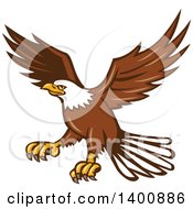 Poster, Art Print Of Retro Bald Eagle In Flight