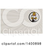 Poster, Art Print Of Cartoon Refrigeration And Air Conditioning Mechanic Leopard Holding A Pressure Temperature Gauge And Monkey Wrench And Rays Background Or Business Card Design