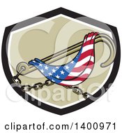Towing J Hook And American Flag In A Black White And Tan Shield