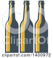 Poster, Art Print Of Retro Row Of Long Neck Beer Bottles