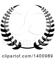 Clipart Of A Black And White Leafy Wreath Design Element Royalty Free Vector Illustration