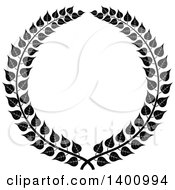 Clipart Of A Black And White Leafy Wreath Design Element Royalty Free Vector Illustration by dero