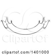 Clipart Of A Blank Grayscale Ribbon Banner Design Element Royalty Free Vector Illustration