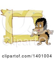 Poster, Art Print Of Blank Wood Frame With A Hedgehog