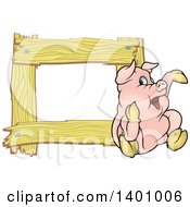 Poster, Art Print Of Blank Wood Frame With A Pig