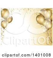 Poster, Art Print Of Background Of 3d Gold Party Balloons And Confetti Around Text Space