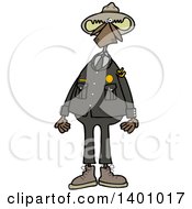 Clipart Of A Cartoon Moose Ranger In Uniform Standing Upright Royalty Free Vector Illustration