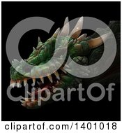 Clipart Of A 3d Dragon Head On A Black Background Royalty Free Illustration