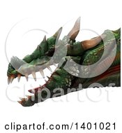 Clipart Of A 3d Dragon Head In Profile Royalty Free Illustration