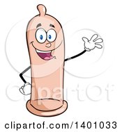 Cartoon Happy Condom Mascot Character Waving