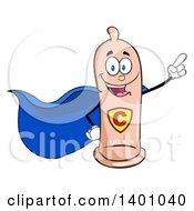 Clipart Of A Cartoon Super Hero Condom Mascot Character Royalty Free Vector Illustration by Hit Toon
