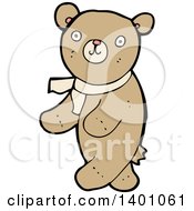 Clipart Of A Cartoon Brown Bear Wearing A Scarf Royalty Free Vector Illustration