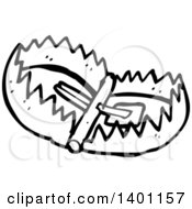 Clipart Of A Black And White Lineart Bear Trap Royalty Free Vector Illustration