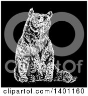 Clipart Of A Black And White Bear Sitting Royalty Free Vector Illustration